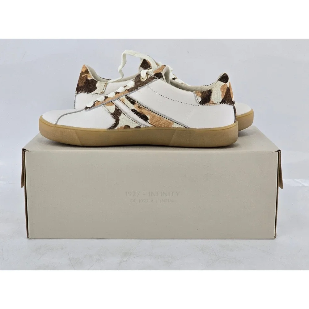 Naturalizer Medina Sneakers Womens Size 6 White Brown Animal Print - New